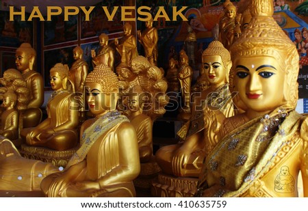 happy vesak day with a buddha icon