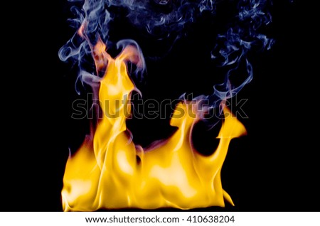 Fire flames on a black background
