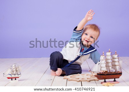 little sailor boy child costume captain isolated
