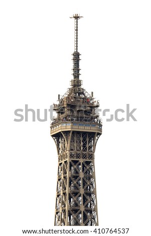 Isolated close up image of the top of the Eiffel tower in Paris, France