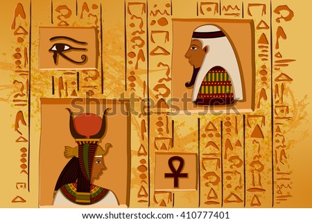 easy to edit vector illustration of antique Egyptian papyrus and hieroglyph background