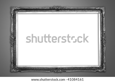 Empty silver vintage frame on a wall