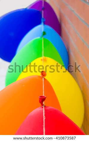 Colorful balloons of rainbow colors 