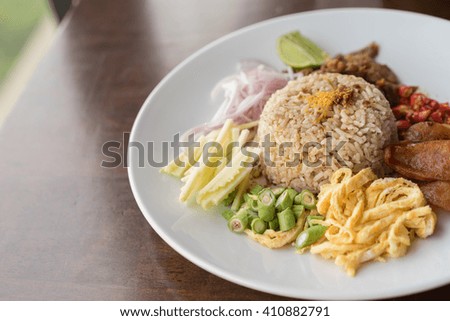 Fried Rice with Shrimp Paste, Thai food.