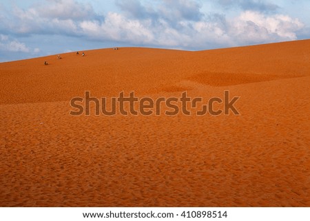 sandy desert on background of blue sky