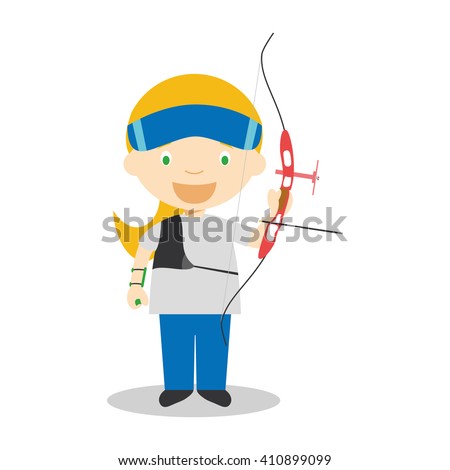 Sports cartoon vector illustrations: Archery (female)
