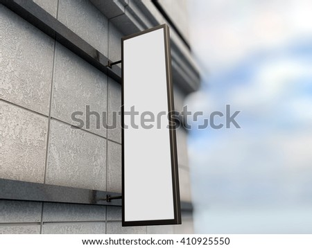 Vertical signage mock up with blurred background 3d render