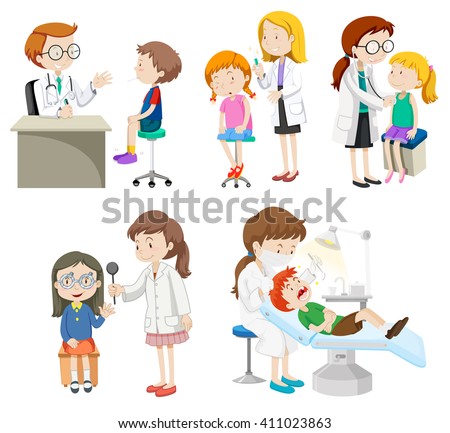 Doctors giving treatment to patients illustration