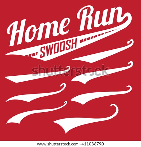 Vector Swooshes Swishes, Swooshes, and Swashes for Typography on Retro Baseball Tail Tee shirt