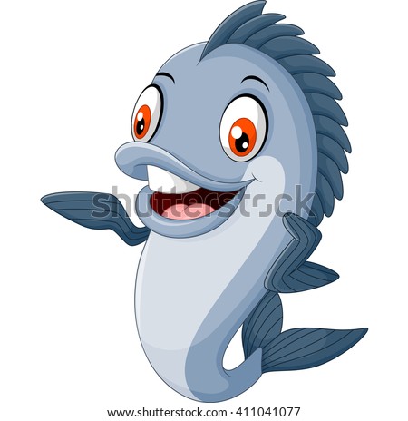 Cartoon fish waving