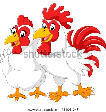 Illustration of hen and rooster