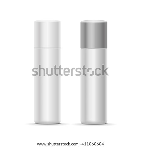White and silver bottle spray cosmetic deodorant 