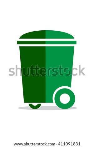 Recycle bin, green vector icon. 