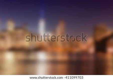 New York city blurred image from Brooklyn Bridge Park. Artistic view of New york.