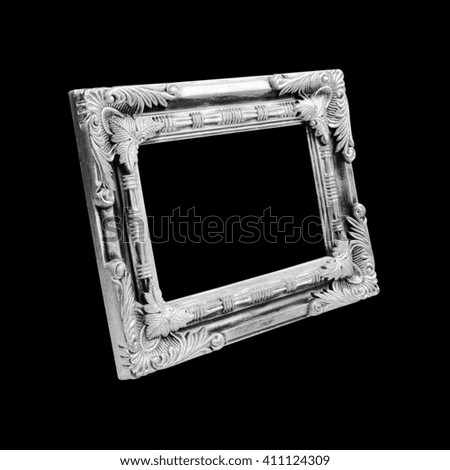 antique silver frame isolated on black  background