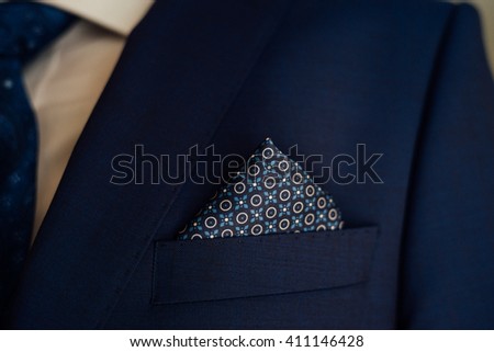 Handkerchief in his jacket men Royalty-Free Stock Photo #411146428