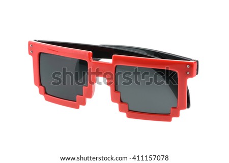 Pixel glasses isolated on white. without shadow