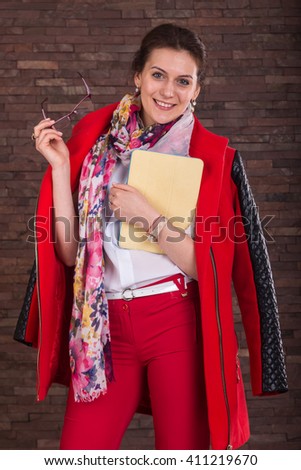 Beautiful business woman with tablet and mobile phone