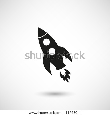 Rocket - black vector  icon with shadow