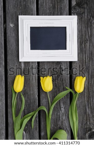 Picture frame  with yellow tulips 2