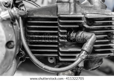 motorcycle engine, close up detail background