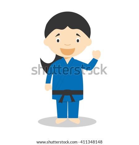 Sports cartoon vector illustrations: Judo (female)