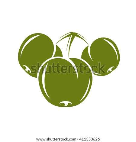 Harvesting symbol, vector fruits isolated. Ripe organic sweet apple, healthy food idea design icon.