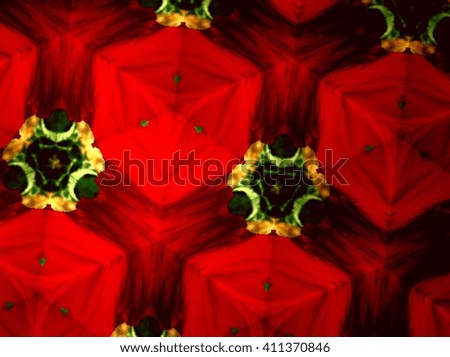 Abstract colorful background, created technique from clothes colors on red flower.