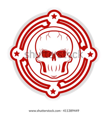 Red skull in the circle. Skull logo