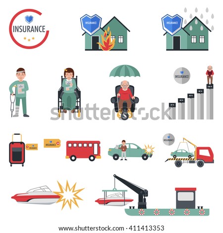 A vector illustration of insurance icon sets