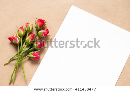 Roses mockup for presentations, advertising. Blank space for text. 