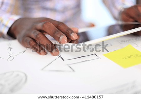 hand working with modern digital tablet computer  