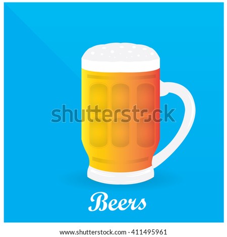 Isolated beer mug with beer and foam on a blue background