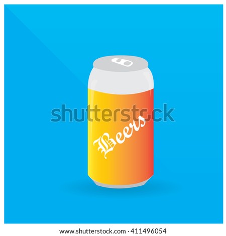 Isolated beer can wit text on a blue background