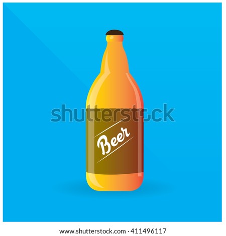 Isolated bottle of beer on a blue background with text