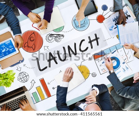 Launch Growth Analysis Data Information Start up Concept Royalty-Free Stock Photo #411565561