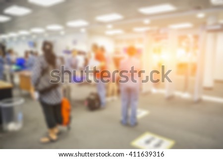 blurred  background of Security Checkpoint - Body and Luggage Scan Machine vintage color