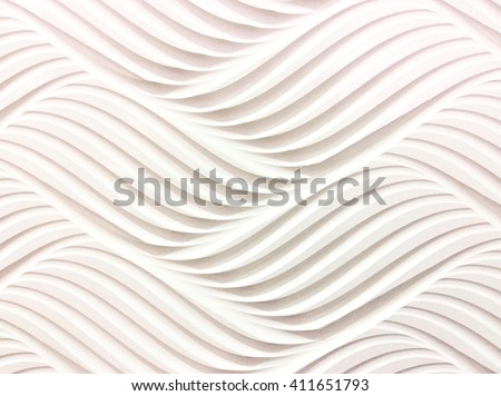 White seamless texture. Wavy background. Interior wall decoration. 3D interior wall panel pattern. white background of abstract waves. Royalty-Free Stock Photo #411651793