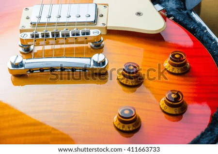 Close up Sunburst guitar volume