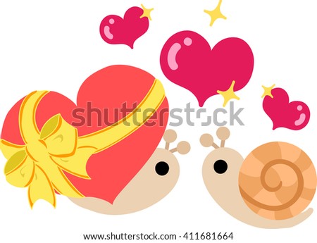 Pretty snails and hearts