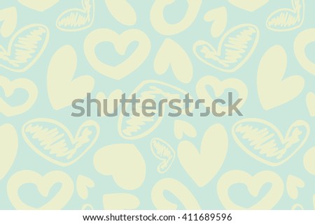hand-drawn doodle seamless pattern with hearts. Can be used for graphic design, as well as prints for fabric. Vector illustration