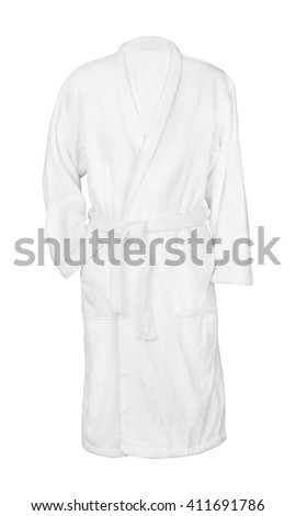 white bathrobe bathrobe. isolated  Royalty-Free Stock Photo #411691786