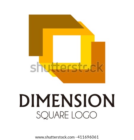 Dimension of connection square abstract vector and logo design or template ribbon business icon of company identity symbol concept