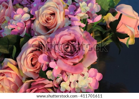 beautiful colorful fake flower flora pattern texture background Royalty-Free Stock Photo #411701611