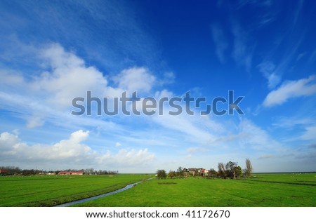 Typical country landscape in Marken The Netherlands (near Amsterdam)