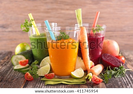 fruit and vegetable juice Royalty-Free Stock Photo #411745954