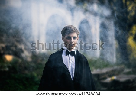 The mystical vampire in the ruined castle