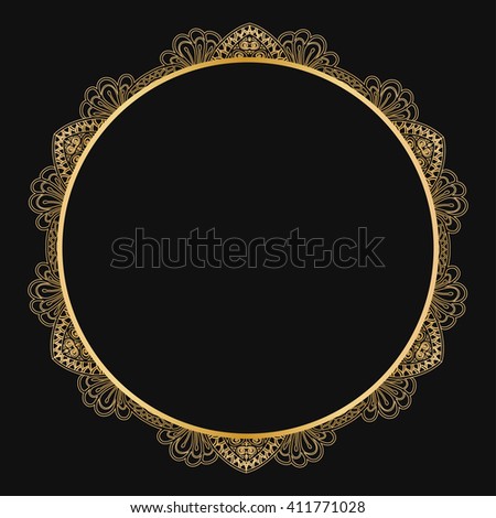 Round lace border frame silhouettes. Can be used for decoration and design photo frame, menu, card, scrapbook, album. Vector Illustration.
