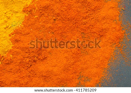 Spices: ground turmeric and paprika