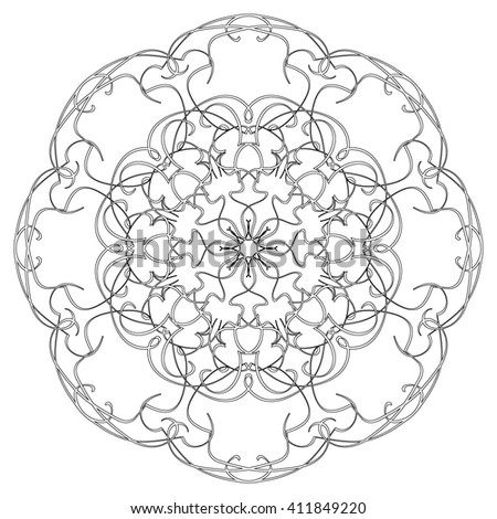 Black and white abstract circular pattern mandala